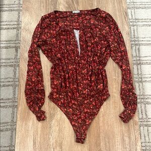 Free people long sleeve thong bodysuit